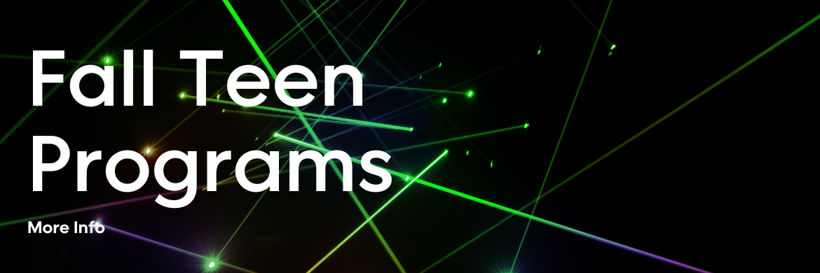 Fall Teen Programs Banner with green laser tag lights