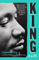 Image for "King: A Life (Young Adult Edition)" - a close up black and white, profile photo Dr. Martin Luther King