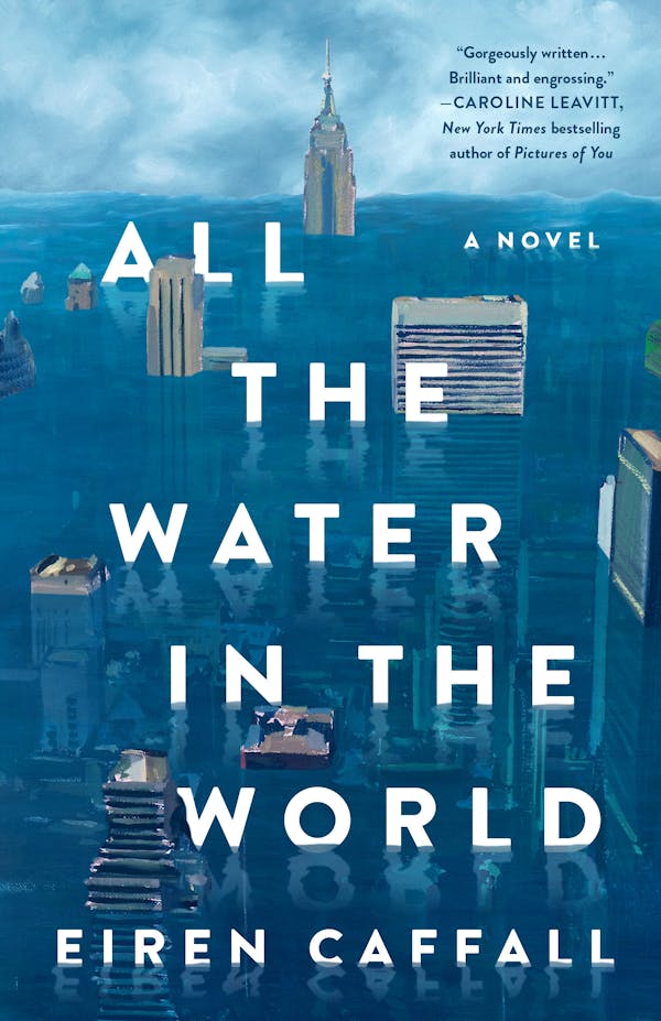 Image for "All the Water in the World" - Illustration of skyscrapers underwater with only the tops peaking above the water