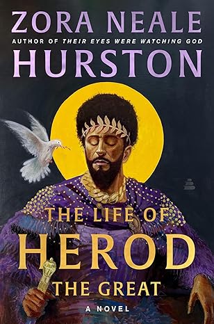 Image for "The Life of Herod the Great", a royal looking black man wearing a gold leaf crown in front of a moon with a dove descending on his shoulder 