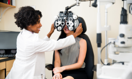 Person receiving an eye exam