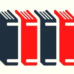 Four red and black books graphic