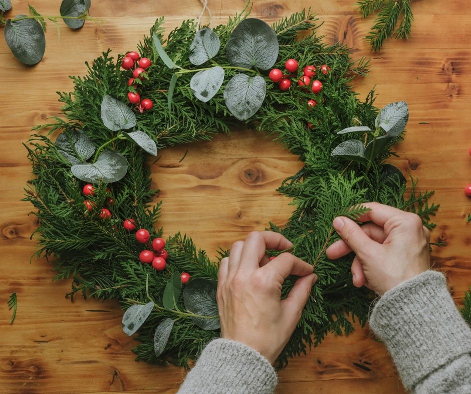 Christmas wreath making