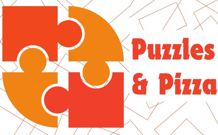 Puzzles and Pizza - orange and red puzzle pieces 